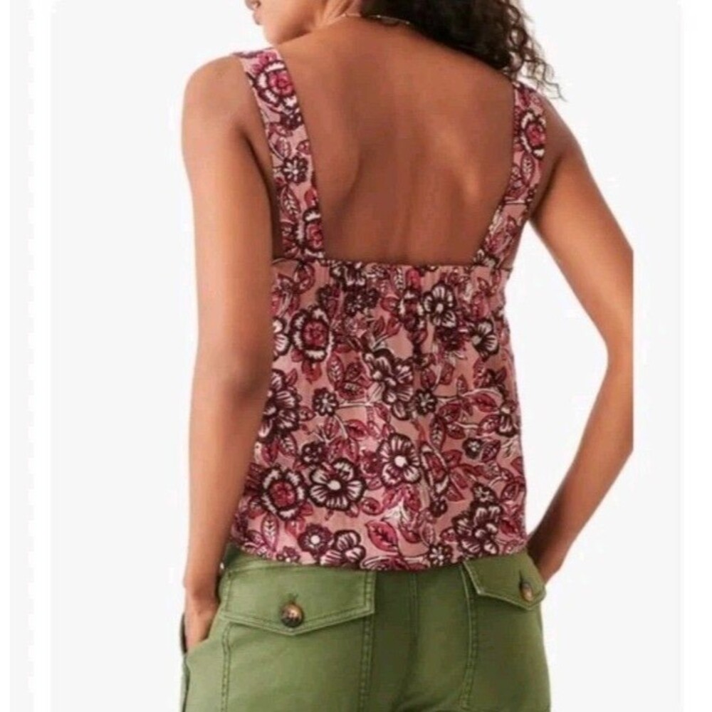 Faherty Pacifica Floral Square Neck Linen Blend Tank Top Size S - Picture 7 of 7